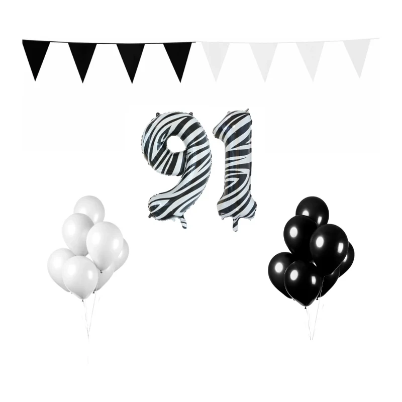 91 jaar Verjaardag Versiering Pakket Zebra