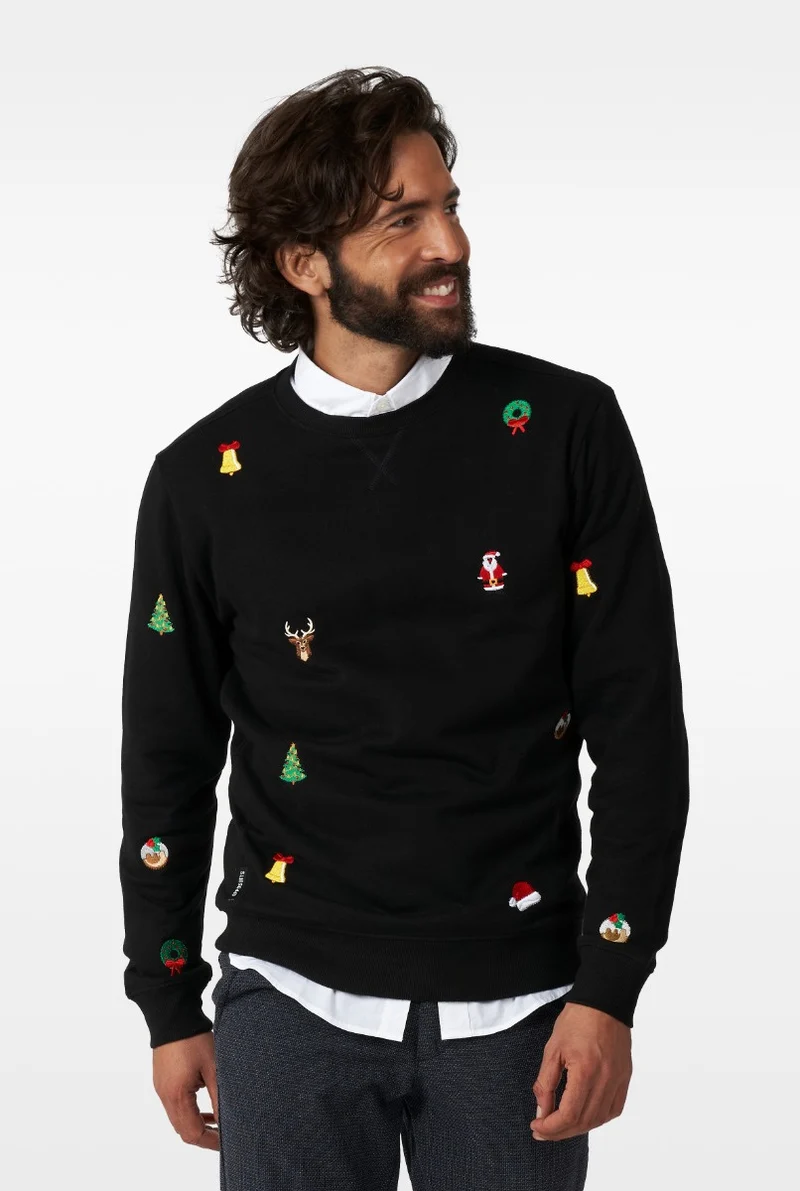 Kersttrui X-Mas Icons Zwart