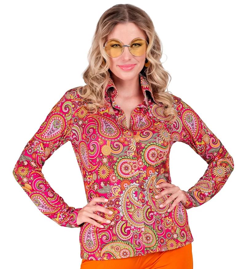 Jaren 70 shirt paisley dames