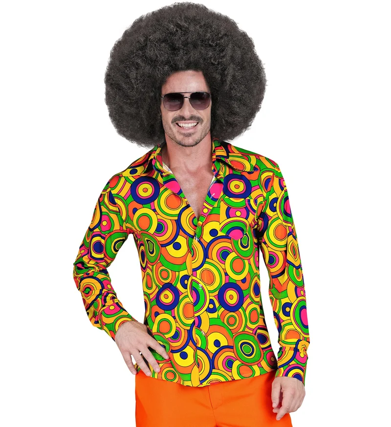 Jaren 70 shirt groovy cirkels heren