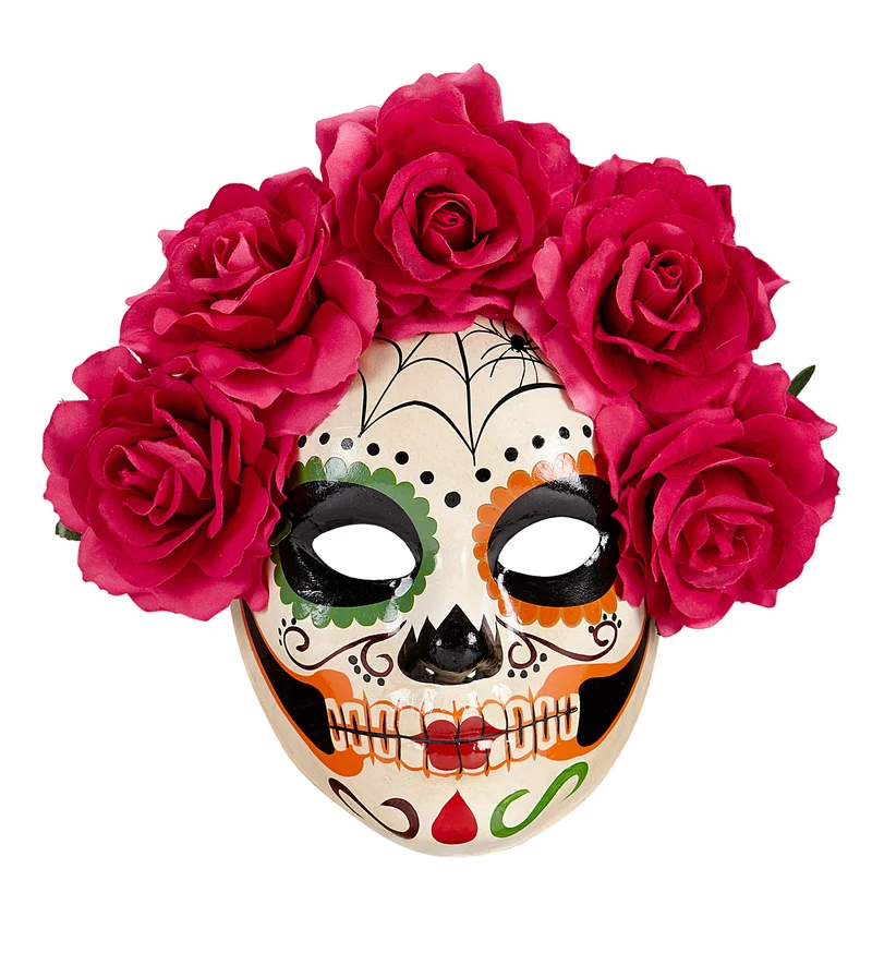 Masker Dia De Los Muertos Met Rode Rozen