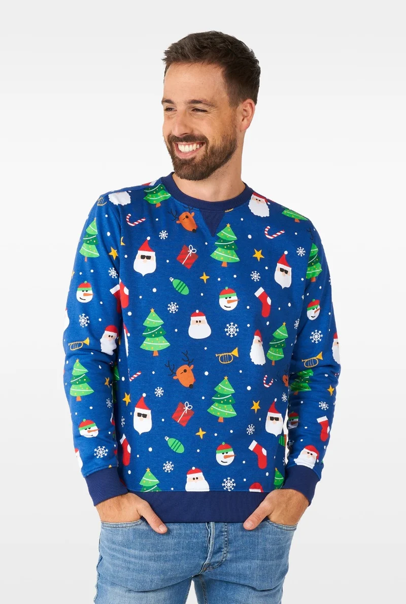 Kersttrui Festive Blauw