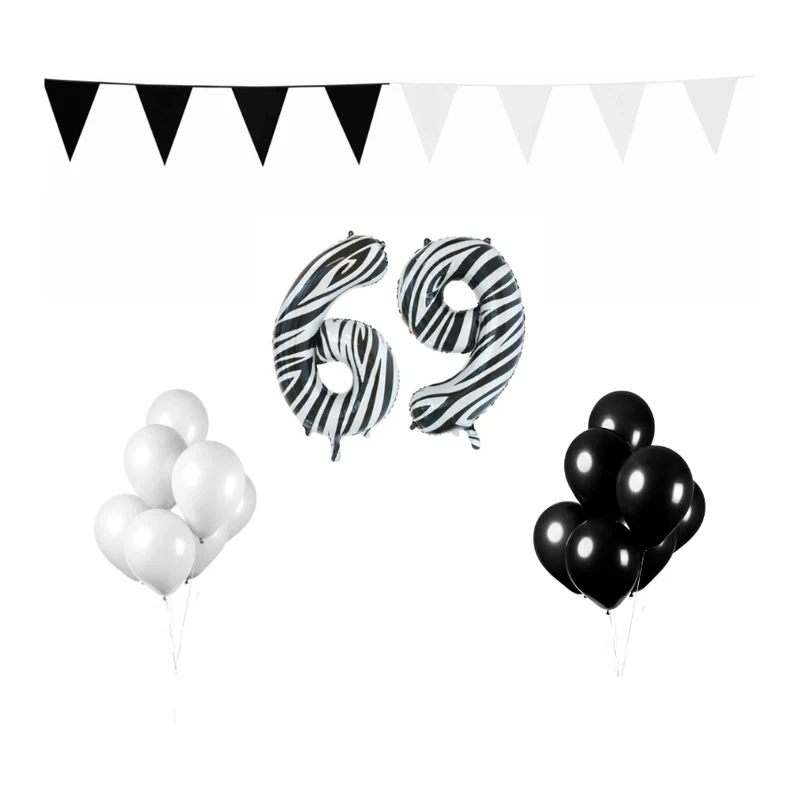69 jaar Verjaardag Versiering Pakket Zebra