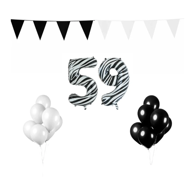 59 jaar Verjaardag Versiering Pakket Zebra