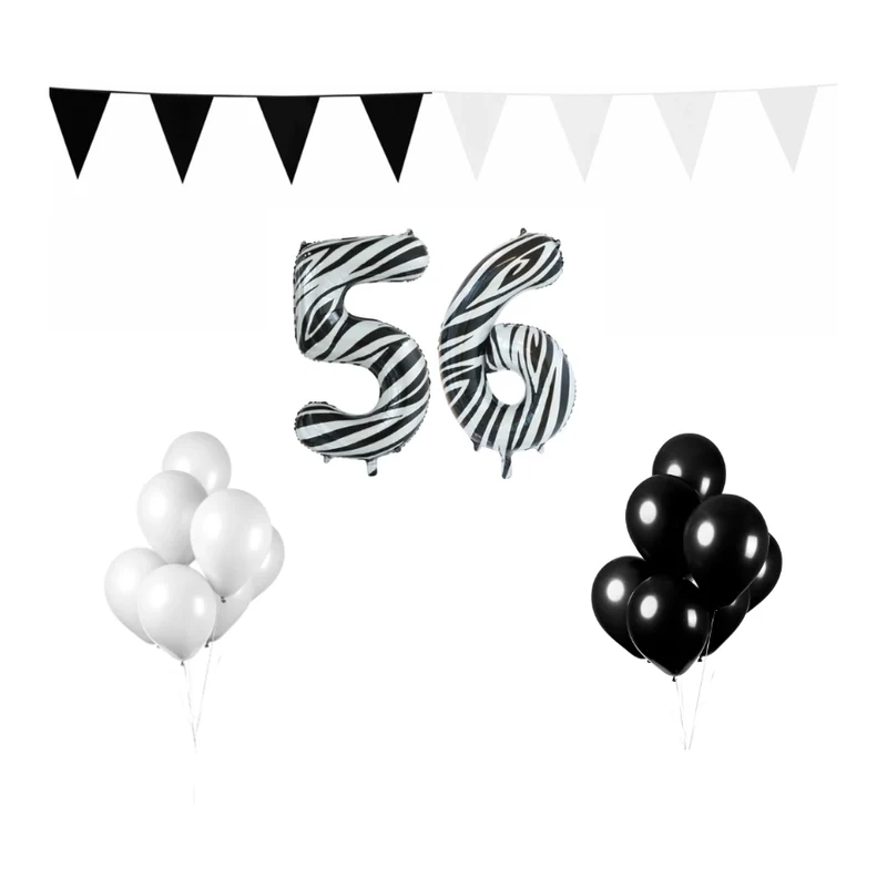 56 jaar Verjaardag Versiering Pakket Zebra