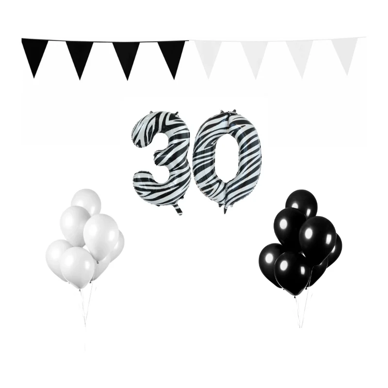 30 jaar Verjaardag Versiering Pakket Zebra