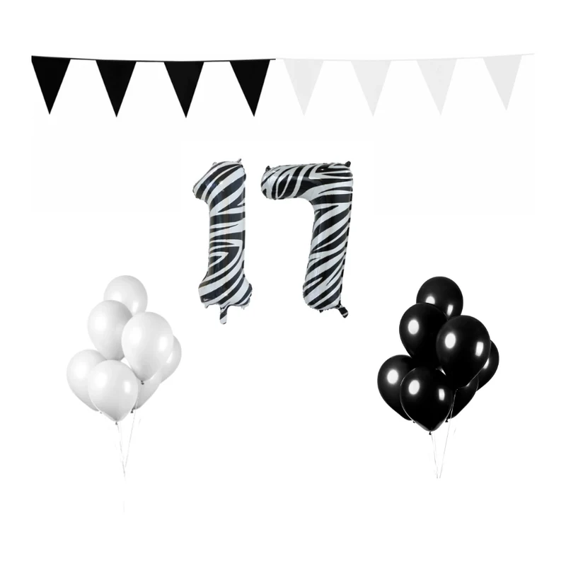 17 jaar Verjaardag Versiering Pakket Zebra