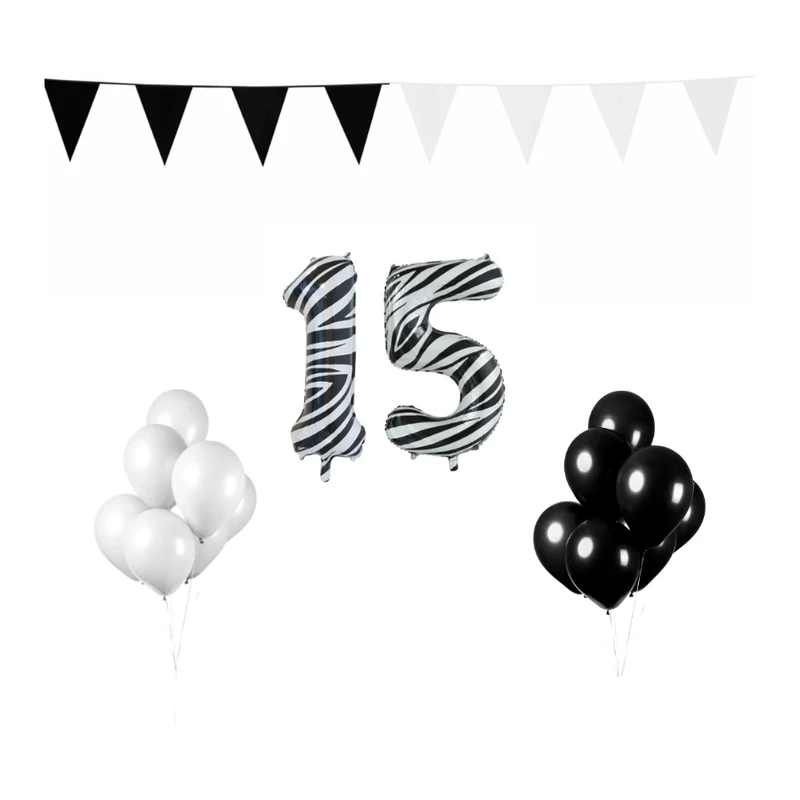15 jaar Verjaardag Versiering Pakket Zebra