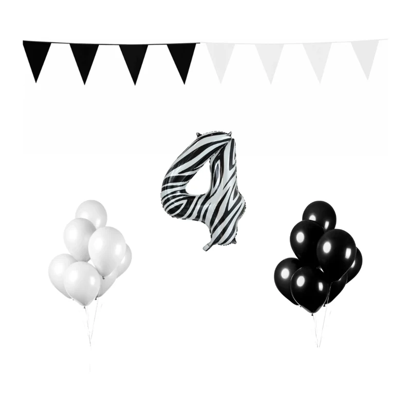 4 jaar Verjaardag Versiering Pakket Zebra