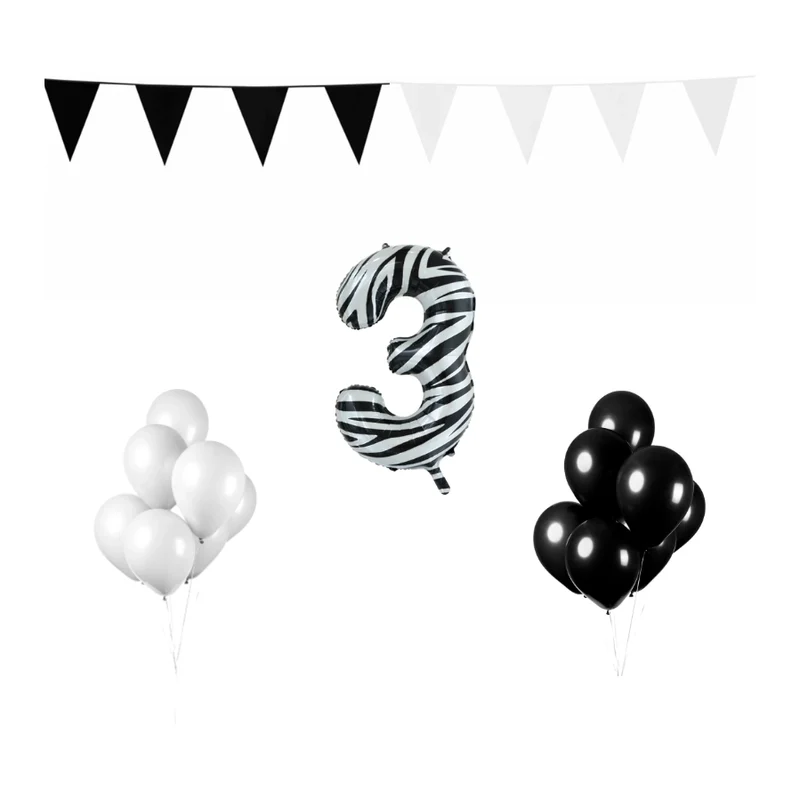 3 jaar Verjaardag Versiering Pakket Zebra