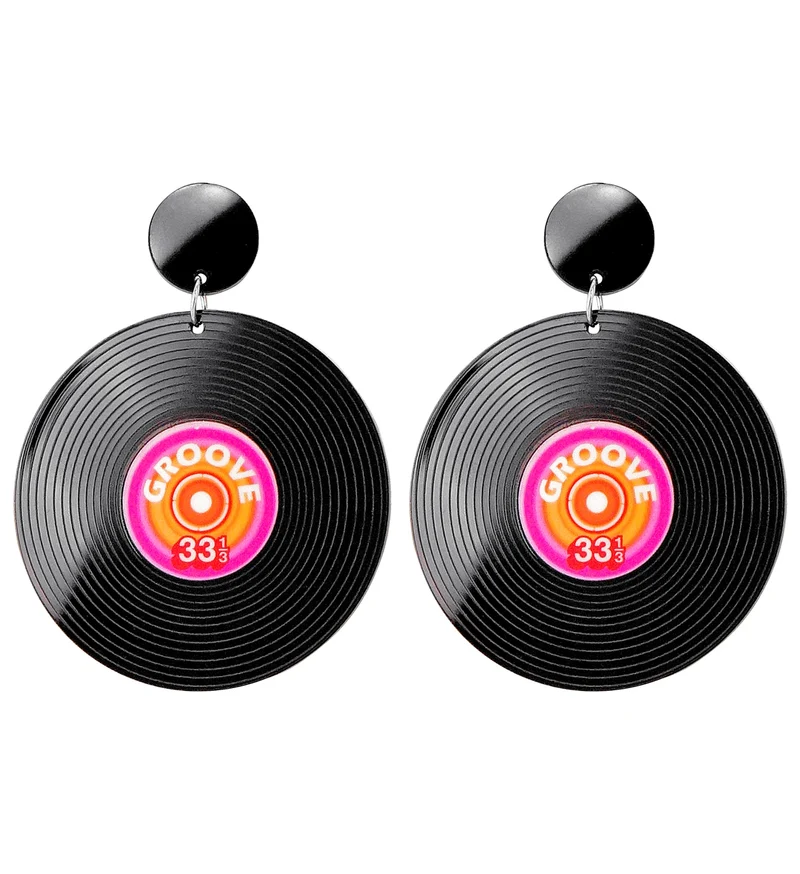 Oorbellen jaren 80 vinyl grammofoonplaat