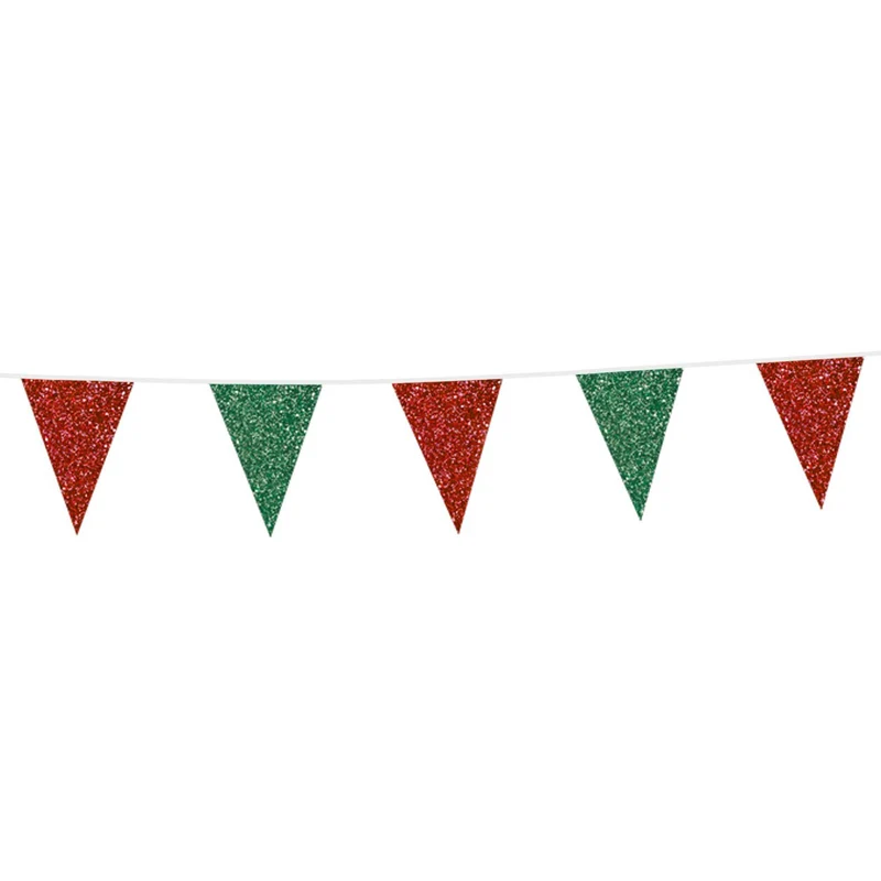 Glitter Vlaggenlijn Rood/Groen (6m)