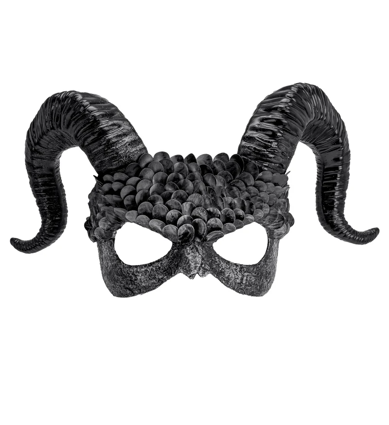 Commedia dell'arte duivelsmasker ram zwart/ grijs