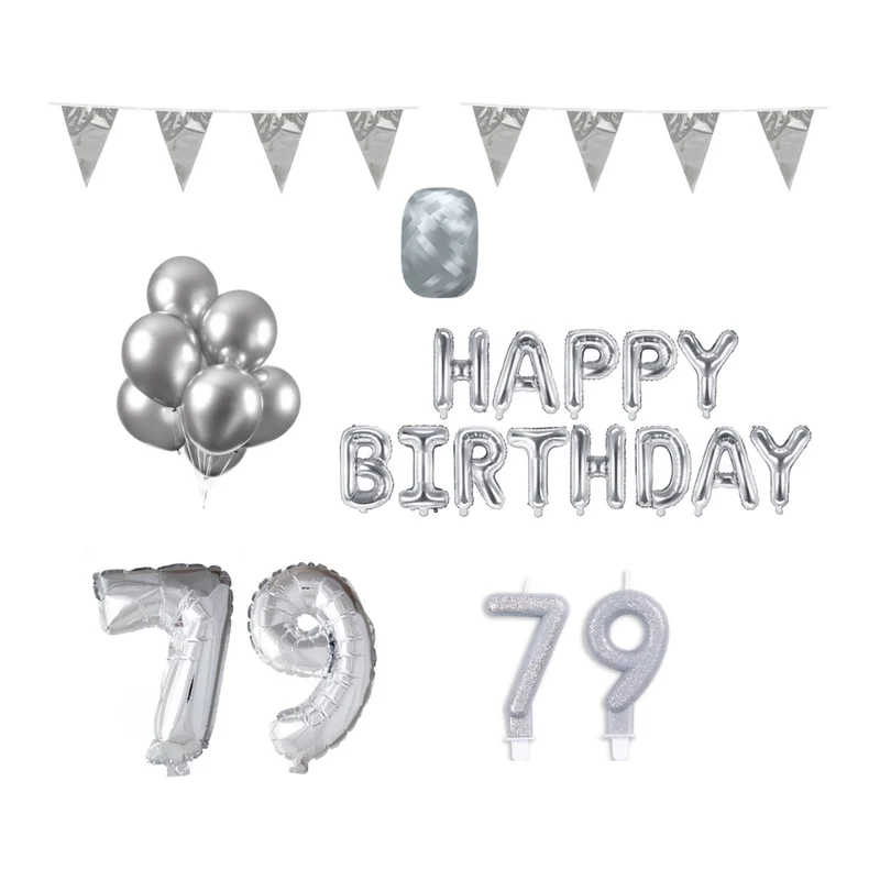79 jaar Verjaardag Versiering Pakket zilver