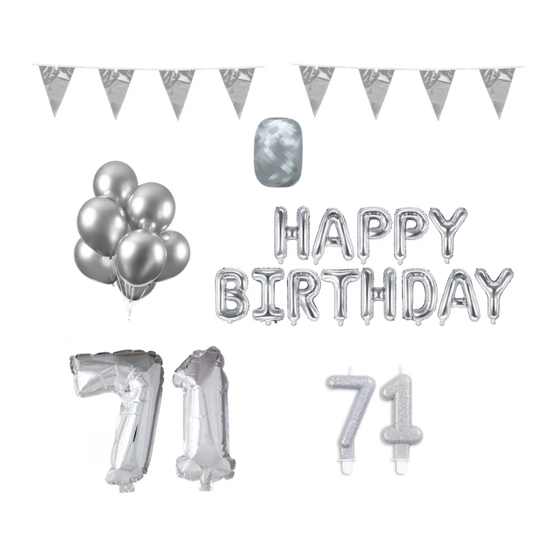 71 jaar Verjaardag Versiering Pakket zilver