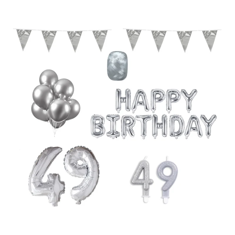 49 jaar Verjaardag Versiering Pakket zilver