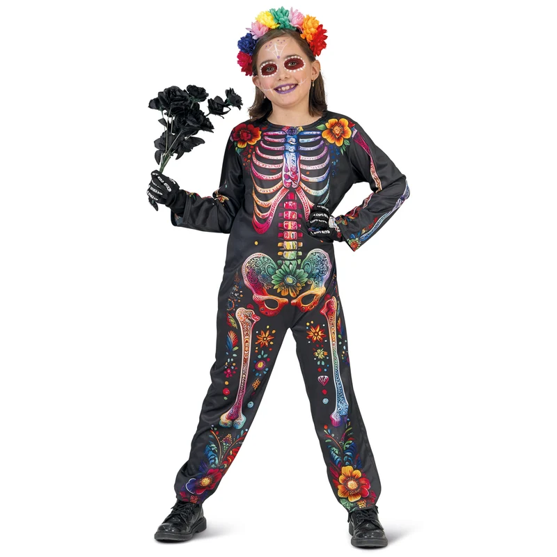Skelet jumpsuit bloemen kind day of death