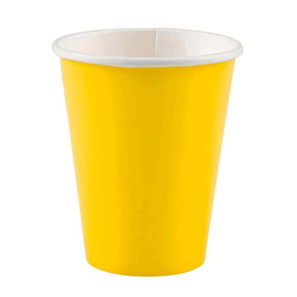 Gele bekertjes karton 250ml (8st)