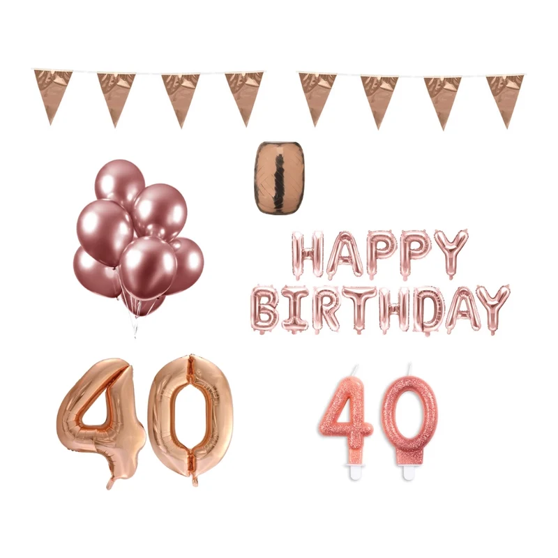40 jaar Verjaardag Versiering Pakket Rosé Goud
