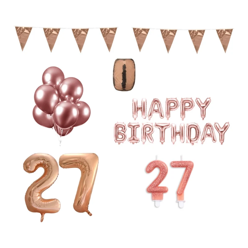 27 jaar Verjaardag Versiering Pakket Rosé Goud