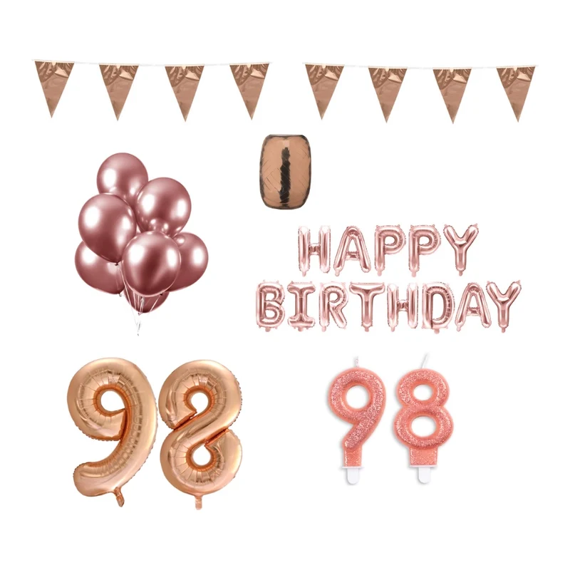 98 jaar Verjaardag Versiering Pakket Rosé Goud