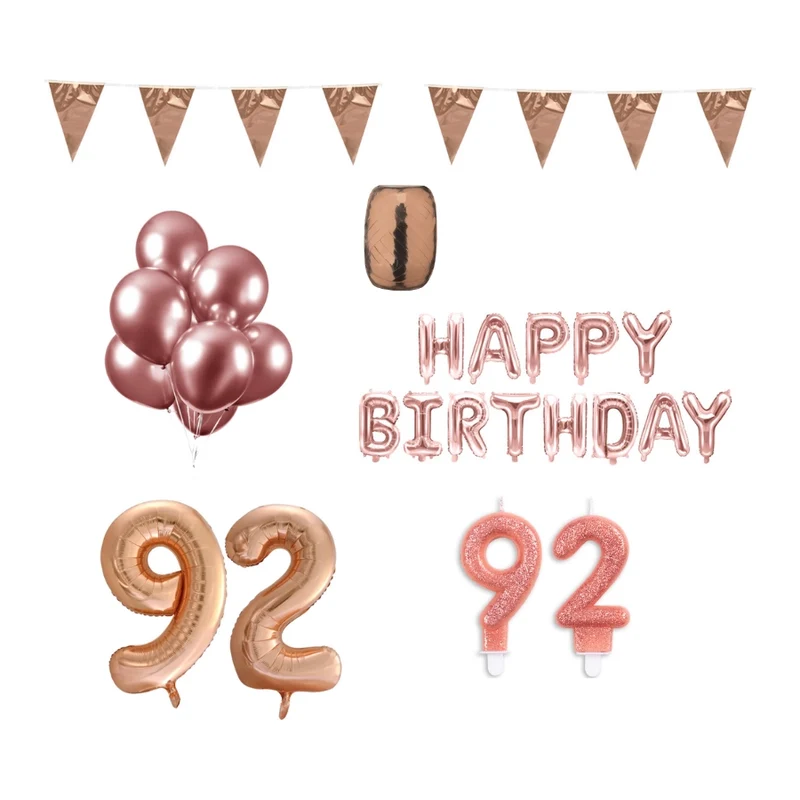92 jaar Verjaardag Versiering Pakket Rosé Goud