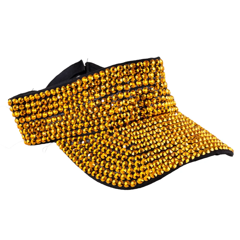 Zonneklep met strass goud
