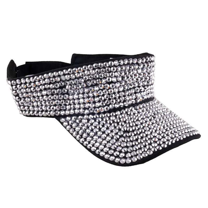Zonneklep met strass zilver