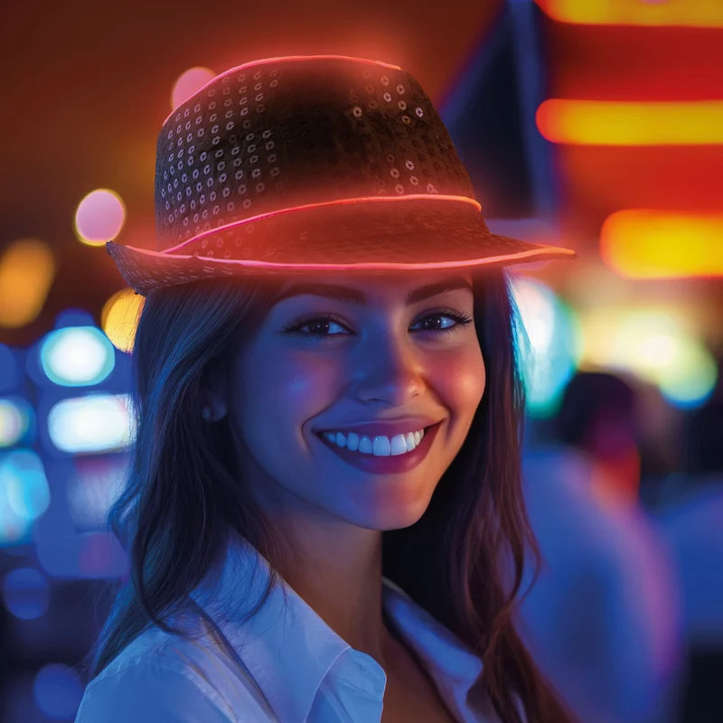 Glitterhoed pailleten met licht oranje