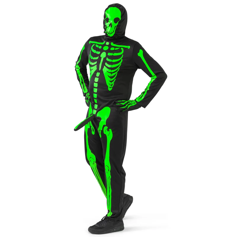 Groen skelet pak met piemel