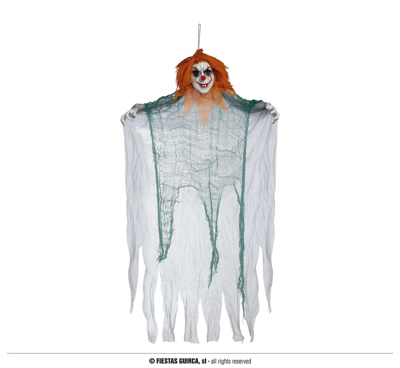 Clown Hanger Halloween met Oranje haar 120cm