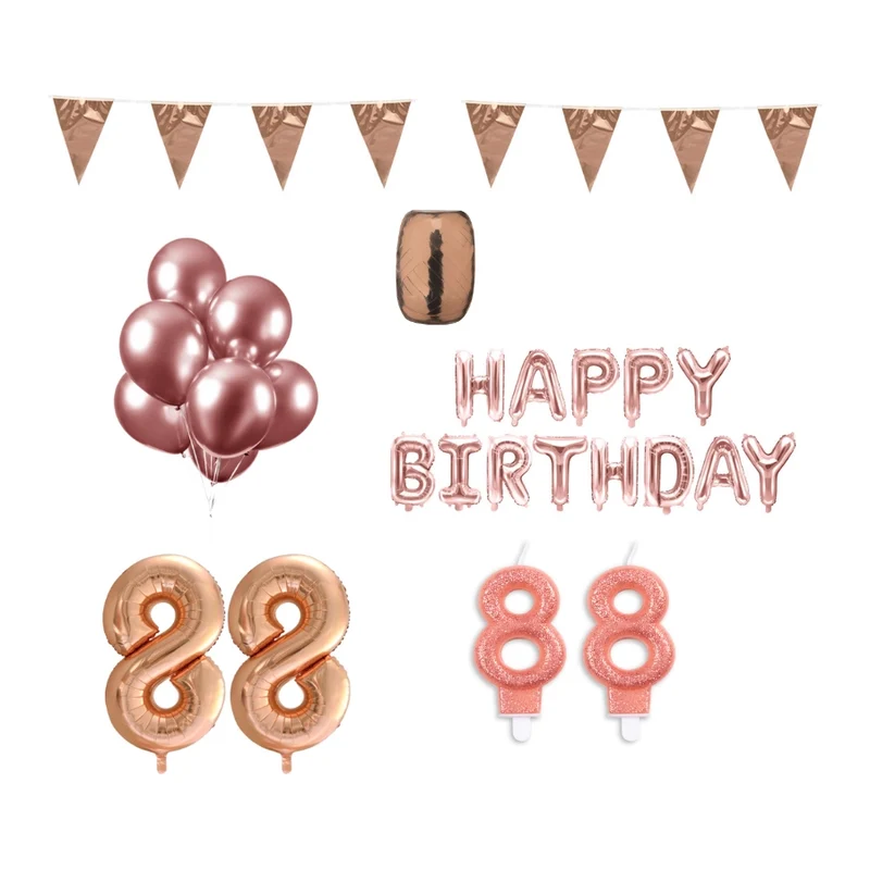 88 jaar Verjaardag Versiering Pakket Rosé Goud