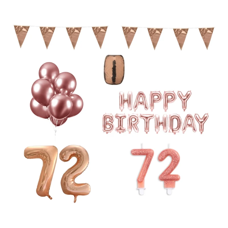 72 jaar Verjaardag Versiering Pakket Rosé Goud