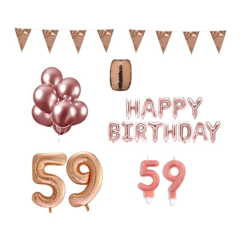 59 jaar Verjaardag Versiering Pakket Rosé Goud