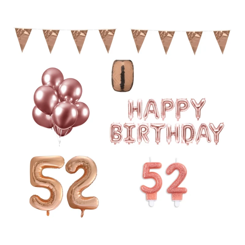 52 jaar Verjaardag Versiering Pakket Rosé Goud