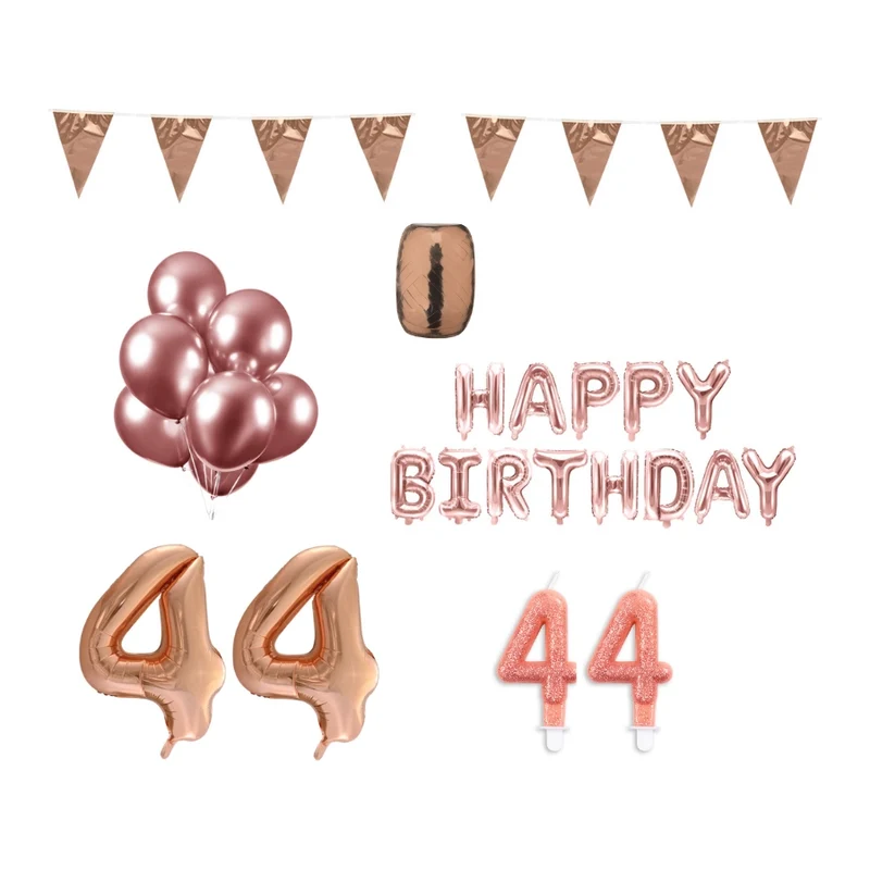 44 jaar Verjaardag Versiering Pakket Rosé Goud