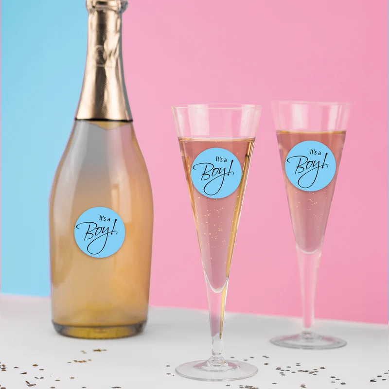 Fles en glas stickers it's a boy 6 stuks