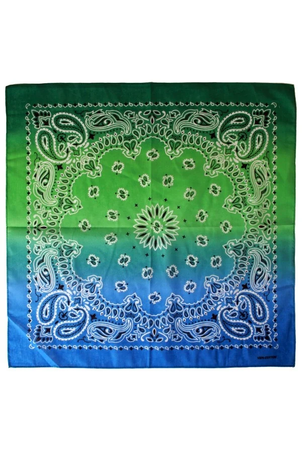 Boeren Zakdoek Met Kleurverloop Groen/Blauw