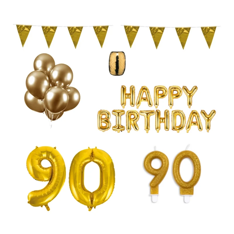 90 jaar Verjaardag Versiering Pakket Goud