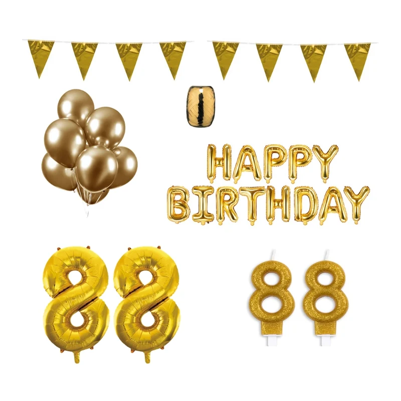 88 jaar Verjaardag Versiering Pakket Goud