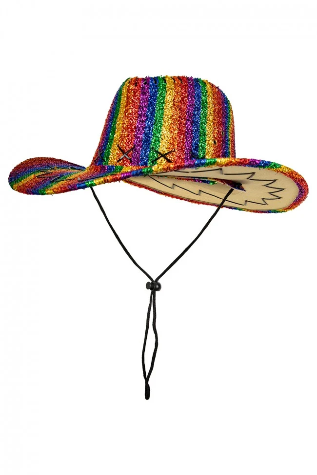 Glitter regenboog cowboyhoed