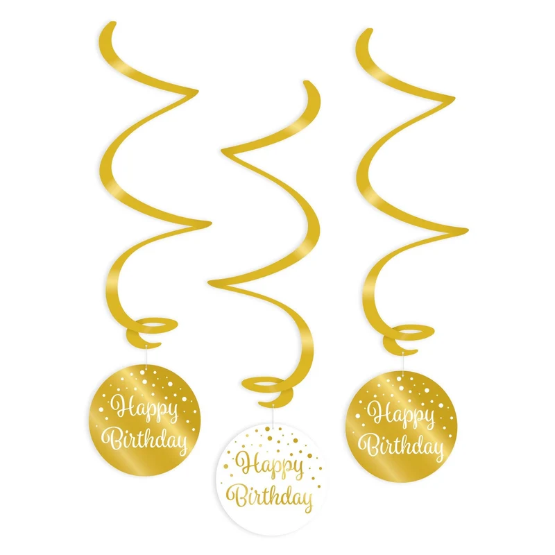 Swirl verjaardag decoratie Happy Birthday goud