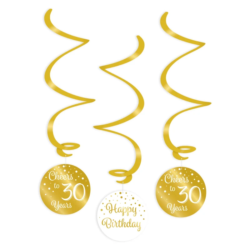 Swirl verjaardag decoratie 30 jaar goud