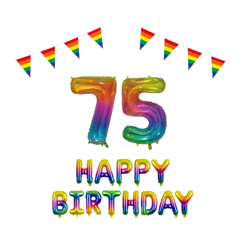 75 jaar Verjaardag Versiering Pakket Regenboog