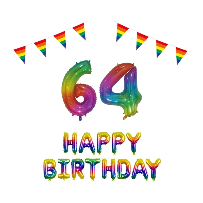 64 jaar Verjaardag Versiering Pakket Regenboog