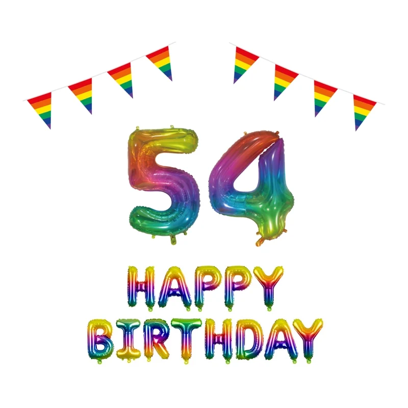 54 jaar Verjaardag Versiering Pakket Regenboog