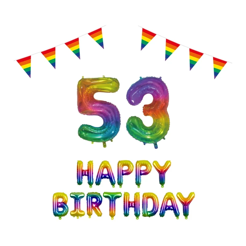 53 jaar Verjaardag Versiering Pakket Regenboog