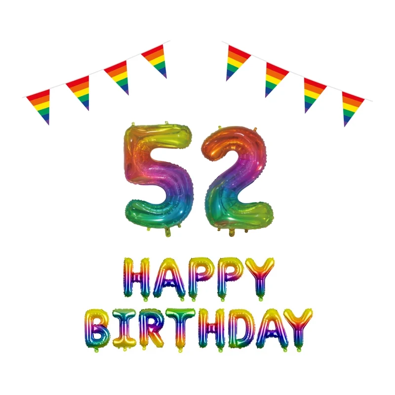 52 jaar Verjaardag Versiering Pakket Regenboog