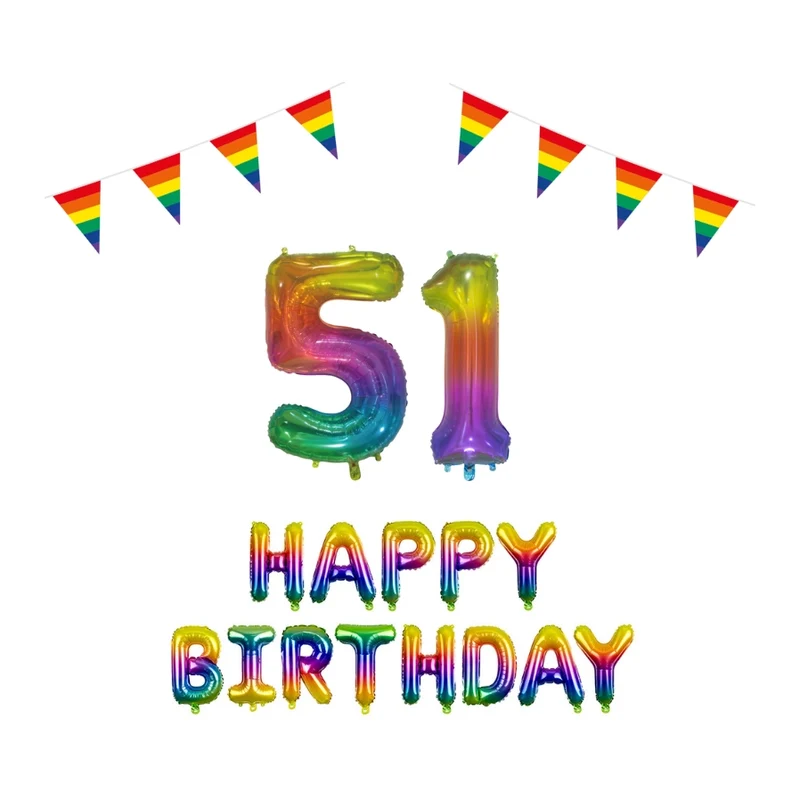 51 jaar Verjaardag Versiering Pakket Regenboog