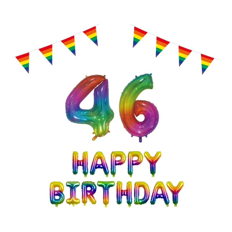 46 jaar Verjaardag Versiering Pakket Regenboog